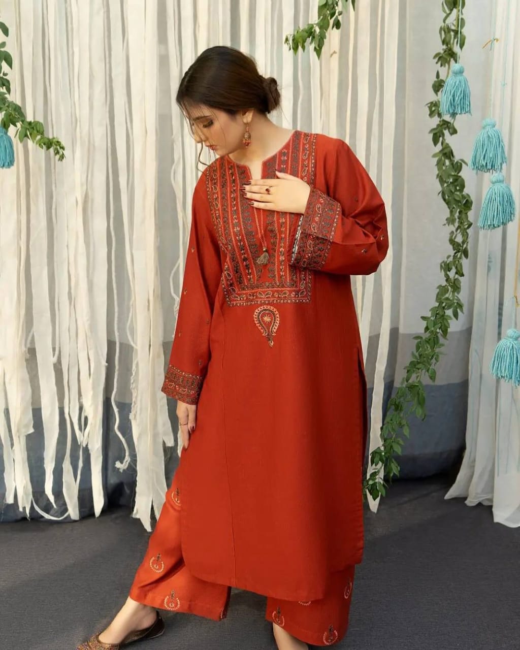 AYAT- 3PC EMBROIDERED WITH&nbsp; DIGITAL SHAWL