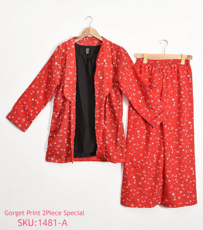 3 Piece Stitched Printed Gown and trouser with separate inner