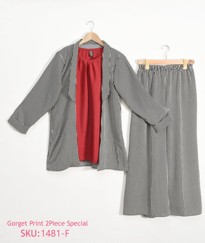 3 Piece Stitched Printed Gown and trouser with separate inner