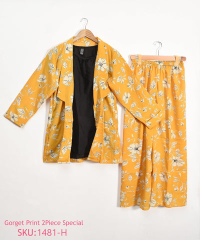 3 Piece Stitched Printed Gown and trouser with separate inner