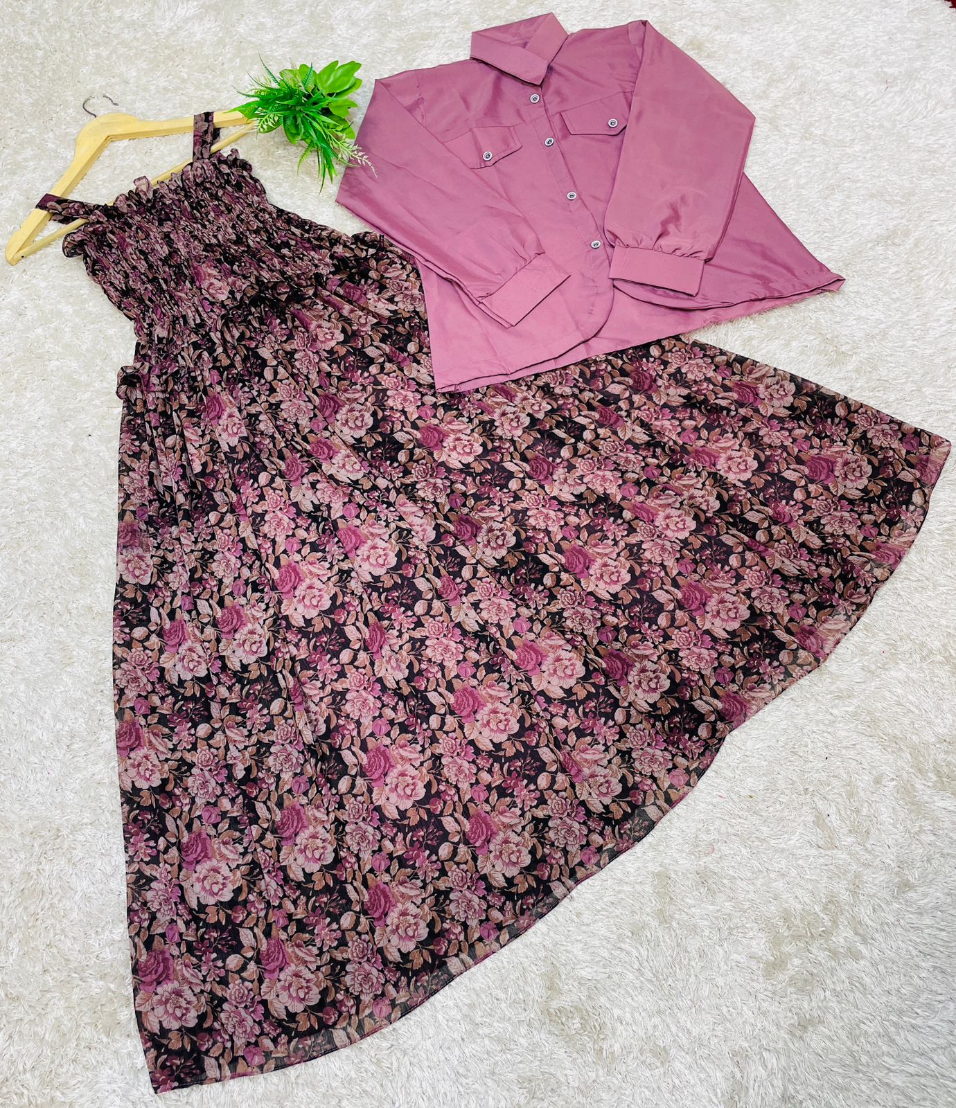 Western Top , Shifon Romper Maxi