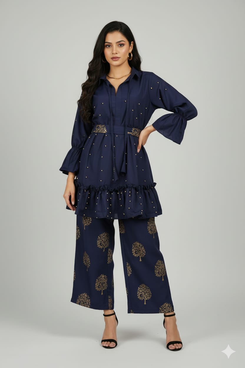 👗 Moti Charm — Western Top & Plazo 👗